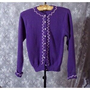 Vintage 50s Purple Cardigan Size Small 1950s Retro Arcylic Rockabilly Pinup